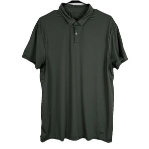 Barbell Polo Shirt Mens XL Green Gym Short Sleeve Performance Active Apparel